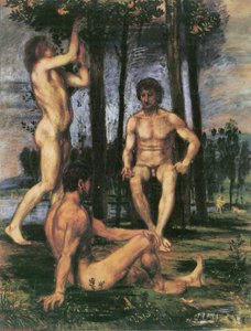 Three Young Men under Orange Trees by Hans von Marées