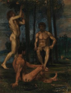 Three Youths Under Orange Trees by Hans von Marées