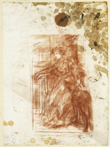 Seated Woman Facing Left, with Dog by Hans von Marées