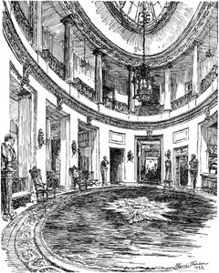 Entrance hall of the RAC clubhouse, Pall Mall, London, 1946 by Hanslip Fletcher