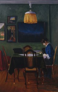 By lamp light by Harald Oscar Sohlberg