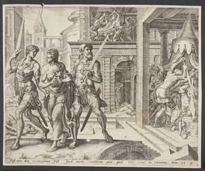 Dinah Taken Home by Simeon and Levi by Harmen Jansz. Muller