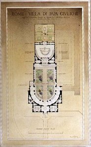 The Ground Floor Plan of the Villa di Papa Giulio in Rome by Harold Chalton Bradshaw