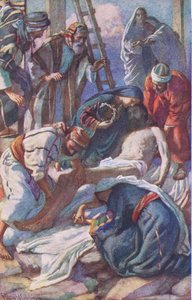 At the cross, illustration from Harold Copping Pictures: The Crown Series by Harold Copping
