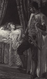 But when he saw her asleep, he thought he would not shed her blood, nor scar that white skin? by Harold Copping