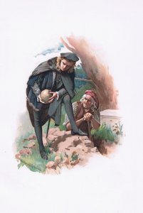 Hamlet and the gravedigger, illustration from Hamlet by Harold Copping