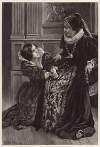 Helena on her knees now owned her love, and with shame and terror implored the pardon of her noble mistress by Harold Copping