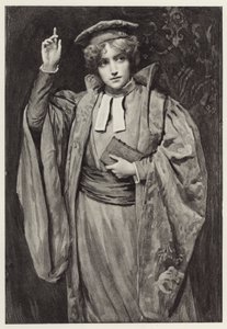 She spoke so sweetly of the noble quality of mercy by Harold Copping
