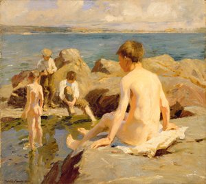 On the Rocks near Newlyn by Harold Harvey