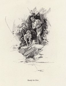 Man and woman fishing in a river or stream by Harrison Fisher