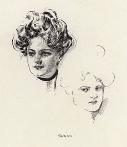 Pen sketches of a young woman