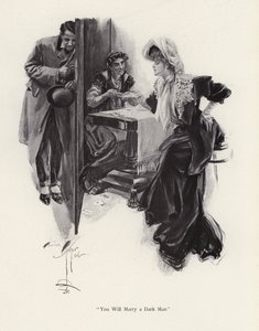 Young woman having her future told by a Gypsy