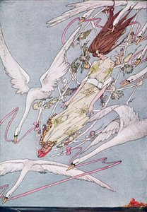 And the Whole Day they Flew Onward, illustration from Wild Swans by Hans Christian Andersen by Harry Clarke