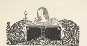 Illustration of a woman reading a book by Harry Clarke
