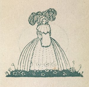 Illustration of a Woman Wearing a Large Dress by Harry Clarke