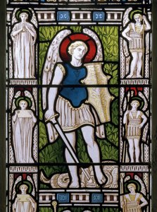 Minley, St Andrew, James Powell & Sons, Harry Ellis Wooldridge, Archangel Michael, 1870 by Harry Ellis Wooldridge
