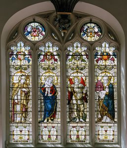 Oxford, Brasenose College Chapel, James Powell & Sons, Harry Ellis Wooldridge, St Cedda, Madonna & Child, St Michael, St Hugh