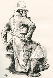 Bill Sikes. Illustration by Harry Furniss for the Charles Dickens Novel Oliver Twist, from The Testimonial Edition, Published 1910. by Harry Furniss