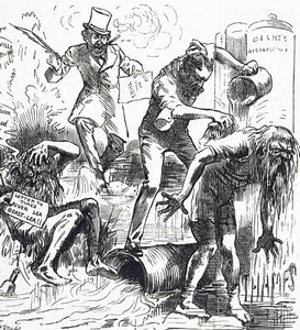 Cartoon Depicting the Thames and the Lea Rivers Being Attacked Because of Their Filthy Condition by Harry Furniss