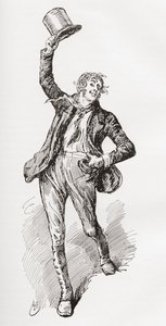 Mark Tapley, Illustration by Harry Furniss for the Charles Dickens Novel Martin Chuzzlewit, 1910 by Harry Furniss