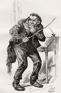 Mr. Squeers, Illustration by Harry Furniss for the Charles Dickens Novel Nicholas Nickleby, 1910