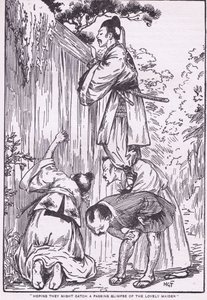 Hoping they might catch a glimpse of the lovely maiden (from Daughter of the Moon) by Harry George Theaker