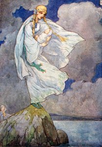 She had taken the baby onto a big grey rock by Harry George Theaker