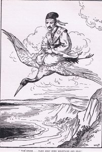 The crane flew away over mountains and seas (from the Story of Sentaro) by Harry George Theaker