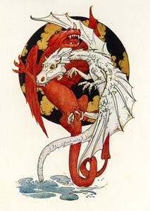 The fight between the dragons by Harry George Theaker