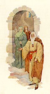 The old man invited the knight into the ruined palace by Harry George Theaker