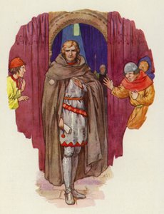 The palmer threw back his cowl, and his robe opening, showed him in full armour by Harry George Theaker