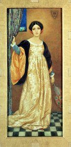 Woman with a Peacock Fan by Harry George Theaker