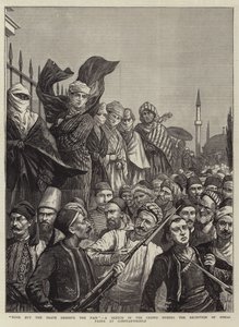 None but the Brave Deserve the Fair, a Sketch in the Crowd during the Reception of Osman Pasha at Constantinople by Harry Hamilton Johnston