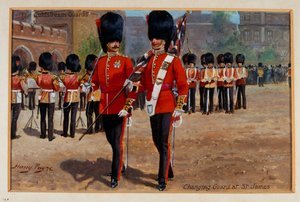 The Coldstream Guards Changing Guard at St James, 1905 by Harry Payne