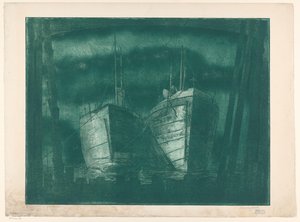 Two Barges by Harry van Mook (signed by artist)