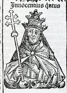 Portrait of Pope Innocent IV (1195 - 1254) in Liber chronicarum by Hartmann Schedel Nuremberg 1497