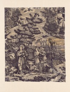 The Hermit at the Bridge over the Torrent (Furnishing Fabric) by Hartmann et Fils