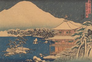 Kinkakuji Seen in Falling Snow