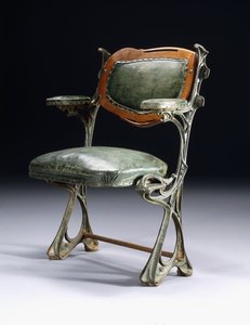 An iron and wood chair designed for the Humbert de Romans Concert Hall, Paris