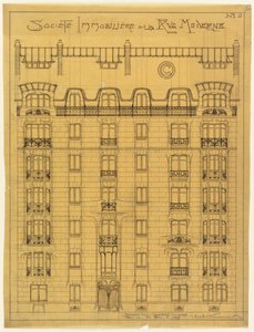 Design for the Facade of Société Immobilière de la Rue Modern, No. 6 by Hector Guimard