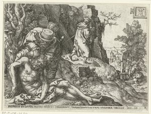 Good Samaritan Treats the Wounds by Heinrich Aldegrever