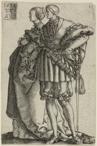 Dancing Couple, Plate Eleven from The Large Wedding-Dancers by Heinrich Aldegrever