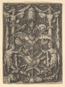 Design for a Candelabra Grotesque with a Bat in the Center, 1550 by Heinrich Aldegrever