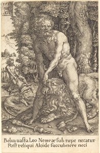 Hercules Slaying the Lion of Nemea by Heinrich Aldegrever