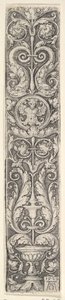 Vertical Panel with a Candelabrum Containing a Medallion with a Centaur and a Pair of Dolphins by Heinrich Aldegrever