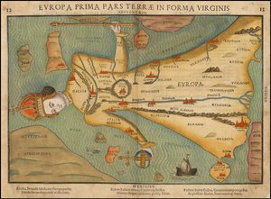 1580s Anthropomorphic Map of Europe by Heinrich Bünting