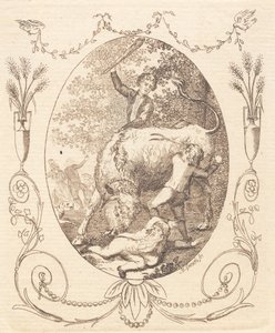 A Bull Charging at a Lying Boy, Helped by Two Companions