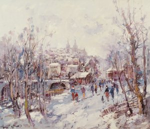 Winter Scene in a French Cathedral Town