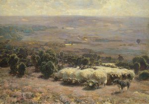 A Herd of Sheep in the Luneburger Heide by Heinrich Johann von Zugel
