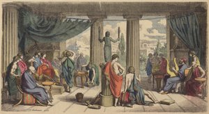 A Royal Court in Ancient Greece (Coloured Engraving) by Heinrich Leutemann